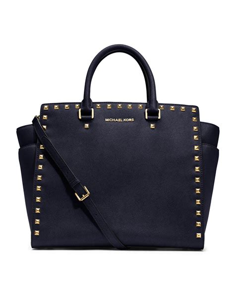 michael kors selma studded saffiano tote|michael kors large tote handbags.